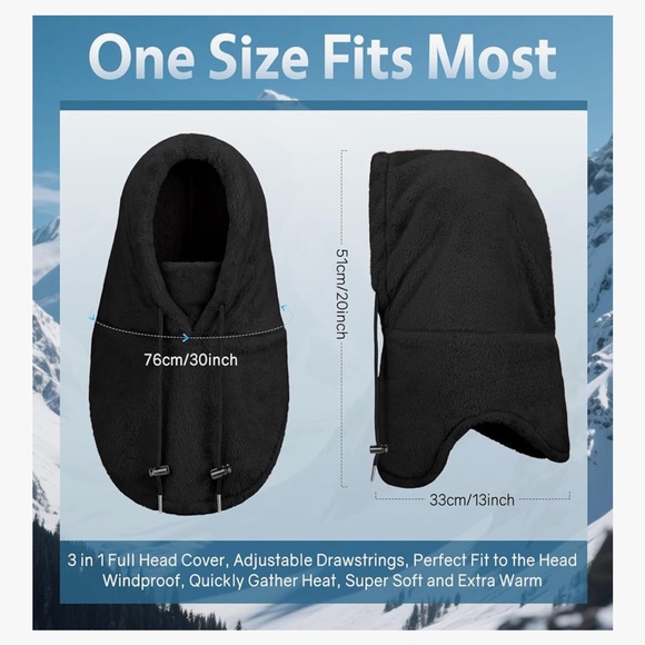 🆕 Winter Ski Mask for Men Women Windproof Warm Face Mask Hooded Scarf Fleece - Picture 4 of 7